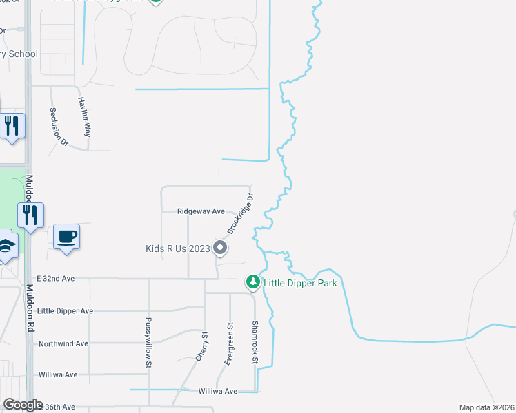 map of restaurants, bars, coffee shops, grocery stores, and more near 8667 Brookridge Drive in Anchorage