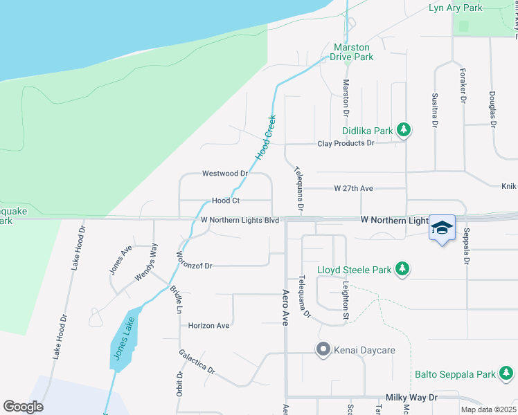 map of restaurants, bars, coffee shops, grocery stores, and more near 4014 Hood Court in Anchorage