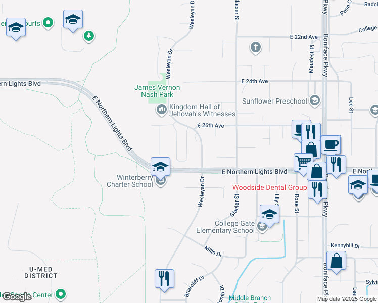 map of restaurants, bars, coffee shops, grocery stores, and more near in Anchorage