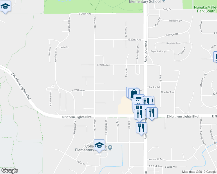 map of restaurants, bars, coffee shops, grocery stores, and more near 5200 East 26th Avenue in Anchorage