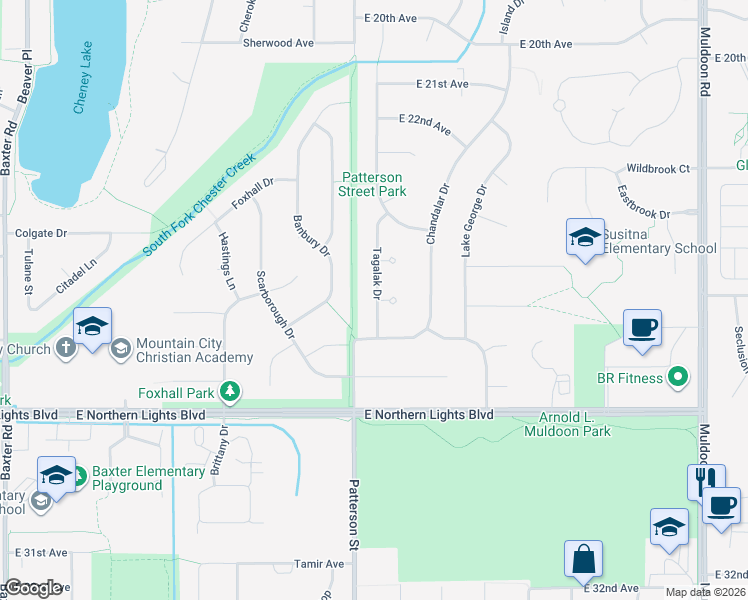 map of restaurants, bars, coffee shops, grocery stores, and more near 2460 Tagalak Drive in Anchorage