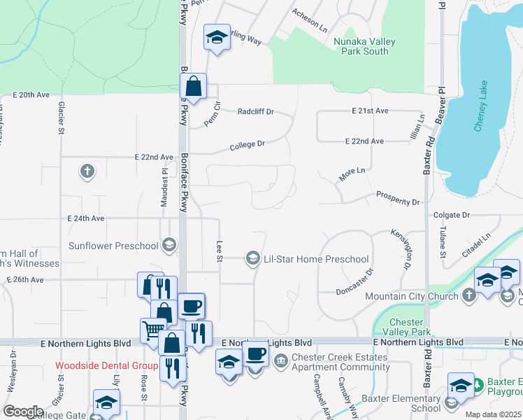 map of restaurants, bars, coffee shops, grocery stores, and more near 5615 Renee Circle in Anchorage