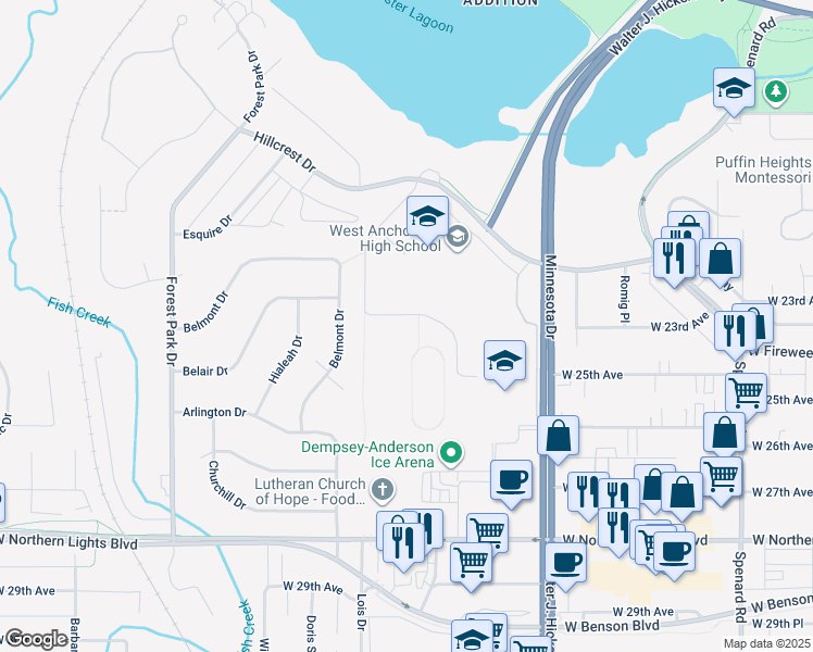 map of restaurants, bars, coffee shops, grocery stores, and more near in Anchorage