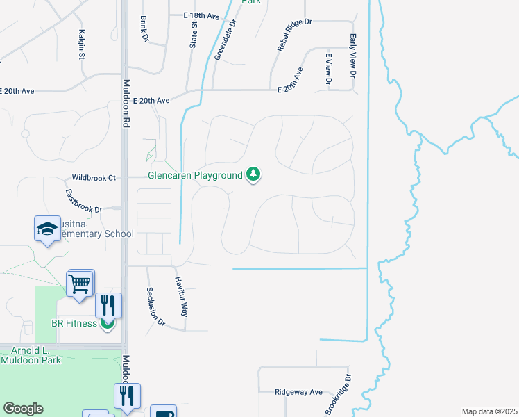 map of restaurants, bars, coffee shops, grocery stores, and more near Pop Carey Dr in Anchorage
