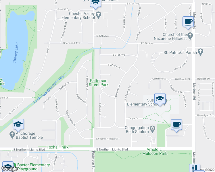 map of restaurants, bars, coffee shops, grocery stores, and more near 7210 Akutan Circle in Anchorage