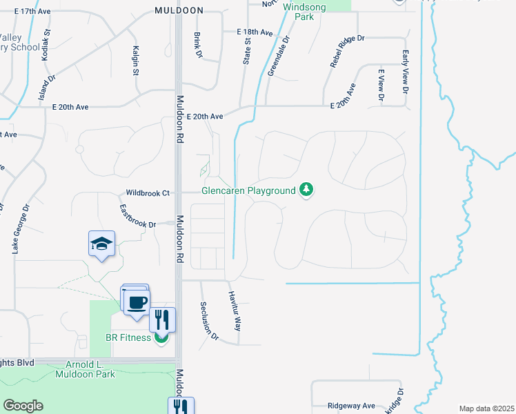 map of restaurants, bars, coffee shops, grocery stores, and more near 542 Pop Carey Drive in Anchorage