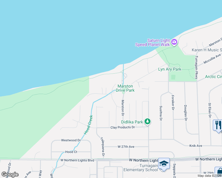 map of restaurants, bars, coffee shops, grocery stores, and more near 2211 Kissee Court in Anchorage