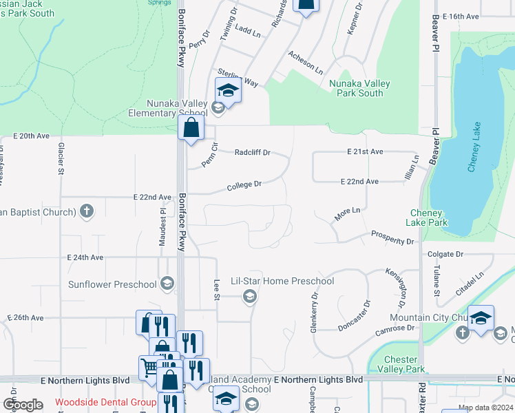 map of restaurants, bars, coffee shops, grocery stores, and more near 2244 Jasper Lane in Anchorage