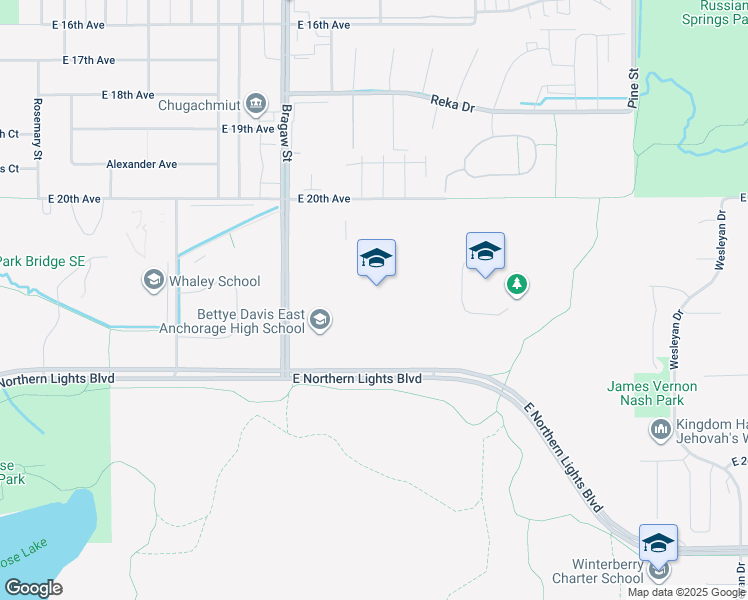 map of restaurants, bars, coffee shops, grocery stores, and more near 4025 East Northern Lights Boulevard in Anchorage