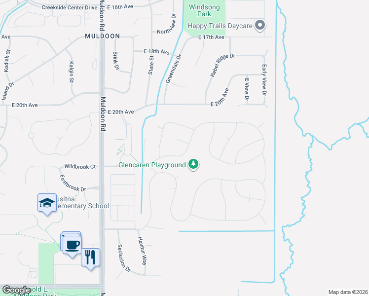 map of restaurants, bars, coffee shops, grocery stores, and more near Glen Caren Trailer Court in Anchorage