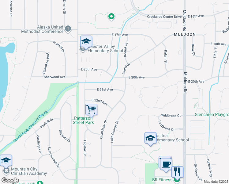 map of restaurants, bars, coffee shops, grocery stores, and more near 7330 Tanaga Circle in Anchorage