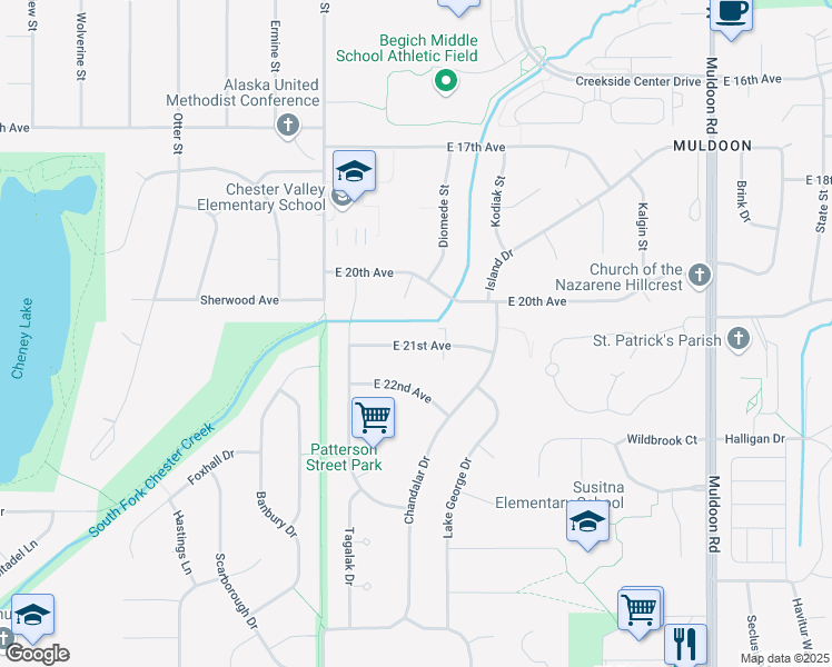 map of restaurants, bars, coffee shops, grocery stores, and more near 2001 Barboa Circle in Anchorage