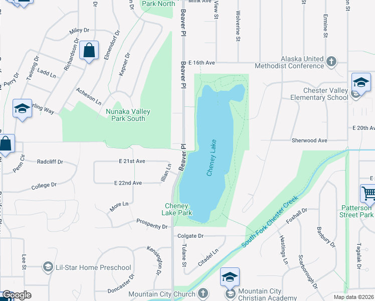 map of restaurants, bars, coffee shops, grocery stores, and more near 1927 Beaver Place in Anchorage