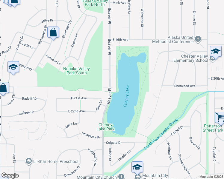 map of restaurants, bars, coffee shops, grocery stores, and more near 1927 Beaver Place in Anchorage