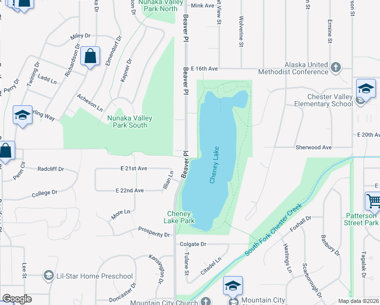 map of restaurants, bars, coffee shops, grocery stores, and more near 1927 Beaver Place in Anchorage