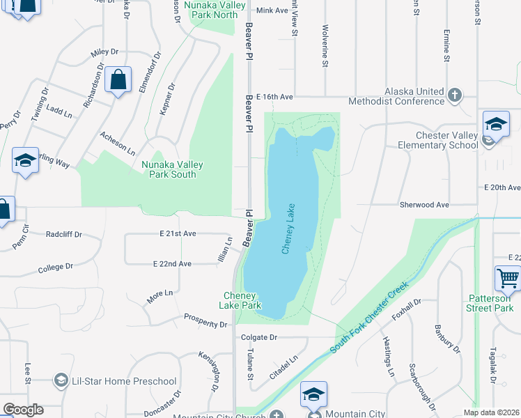 map of restaurants, bars, coffee shops, grocery stores, and more near 1927 Beaver Place in Anchorage