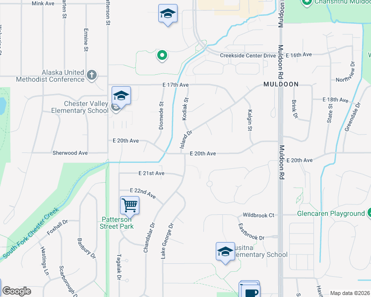 map of restaurants, bars, coffee shops, grocery stores, and more near 7406 Island Drive in Anchorage