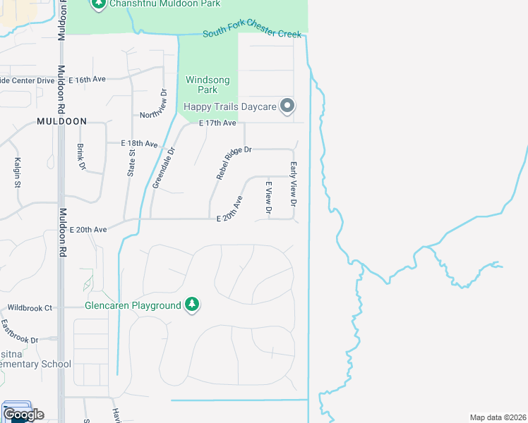 map of restaurants, bars, coffee shops, grocery stores, and more near 1940 East View Drive in Anchorage