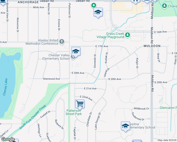 map of restaurants, bars, coffee shops, grocery stores, and more near 7301 East 20th Avenue in Anchorage