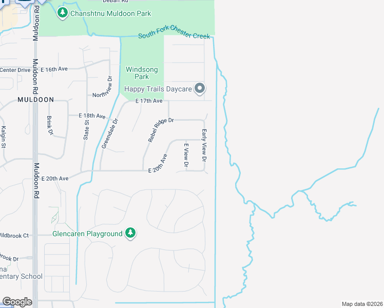 map of restaurants, bars, coffee shops, grocery stores, and more near 1940 East View Drive in Anchorage