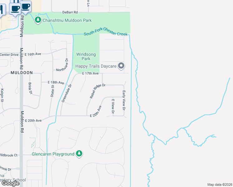map of restaurants, bars, coffee shops, grocery stores, and more near 8531 East 20th Avenue in Anchorage