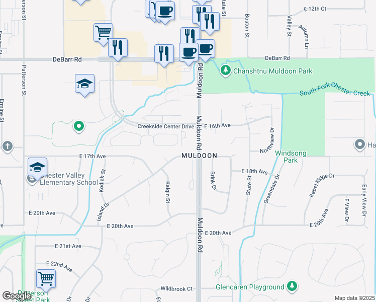 map of restaurants, bars, coffee shops, grocery stores, and more near 7821 Island Drive in Anchorage