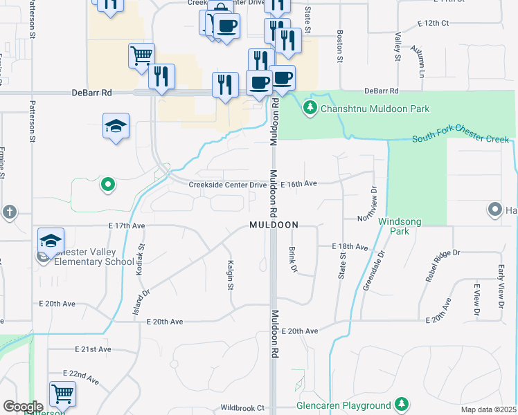 map of restaurants, bars, coffee shops, grocery stores, and more near 7821 Island Drive in Anchorage