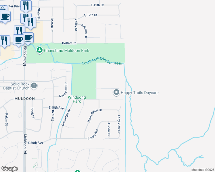 map of restaurants, bars, coffee shops, grocery stores, and more near 8531 East 17th Avenue in Anchorage