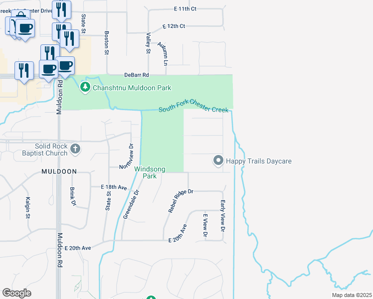 map of restaurants, bars, coffee shops, grocery stores, and more near 8431 East 17th Avenue in Anchorage