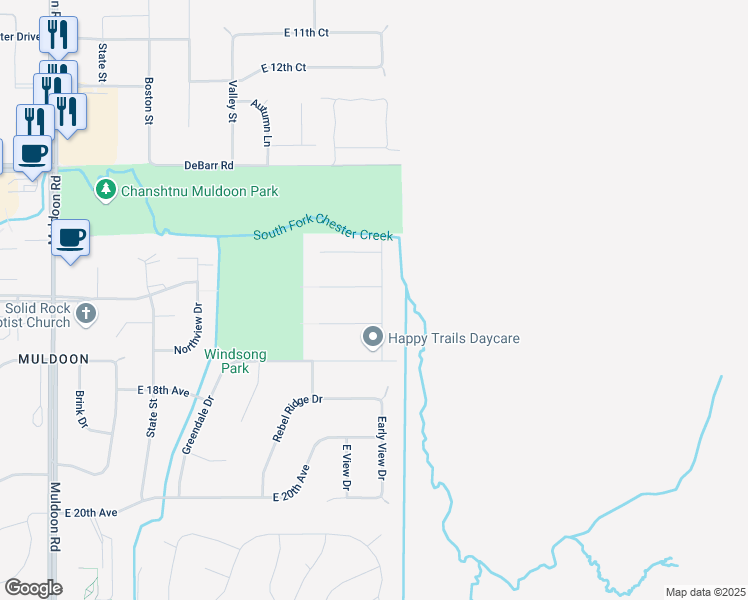 map of restaurants, bars, coffee shops, grocery stores, and more near 8633 Moss Court in Anchorage