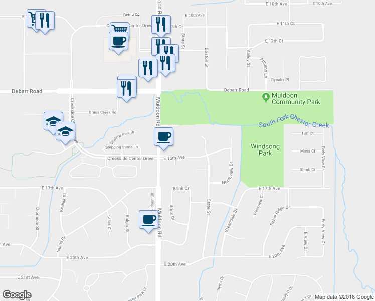 map of restaurants, bars, coffee shops, grocery stores, and more near 8001 East 16th Avenue in Anchorage