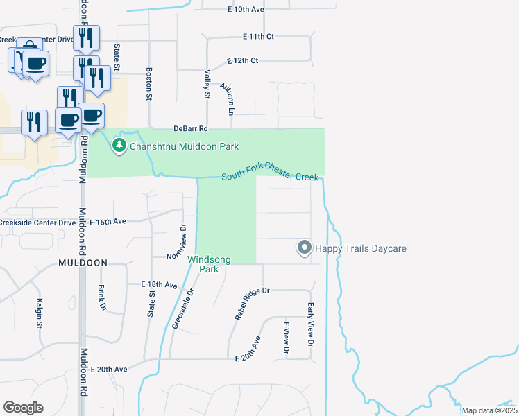 map of restaurants, bars, coffee shops, grocery stores, and more near 8503 Moss Court in Anchorage
