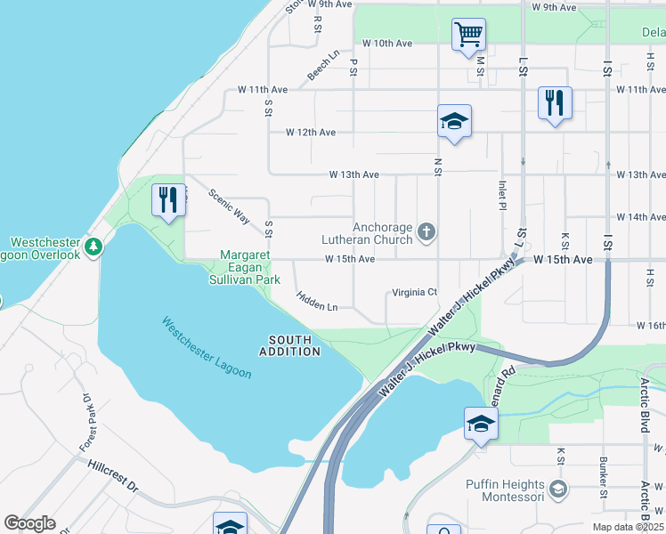map of restaurants, bars, coffee shops, grocery stores, and more near 1522 West 15th Avenue in Anchorage