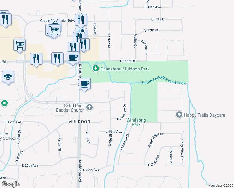 map of restaurants, bars, coffee shops, grocery stores, and more near 8121 East 16th Avenue in Anchorage