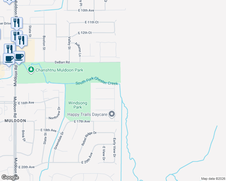map of restaurants, bars, coffee shops, grocery stores, and more near 8633 Moss Court in Anchorage