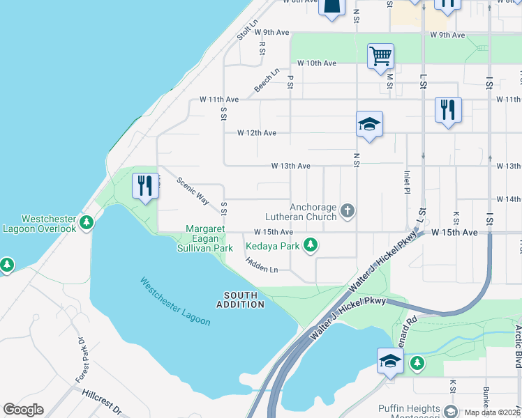 map of restaurants, bars, coffee shops, grocery stores, and more near 1531 West 14th Avenue in Anchorage