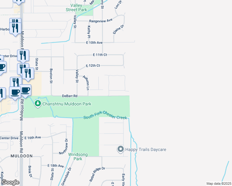 map of restaurants, bars, coffee shops, grocery stores, and more near 8852 Cross Pointe Loop in Anchorage