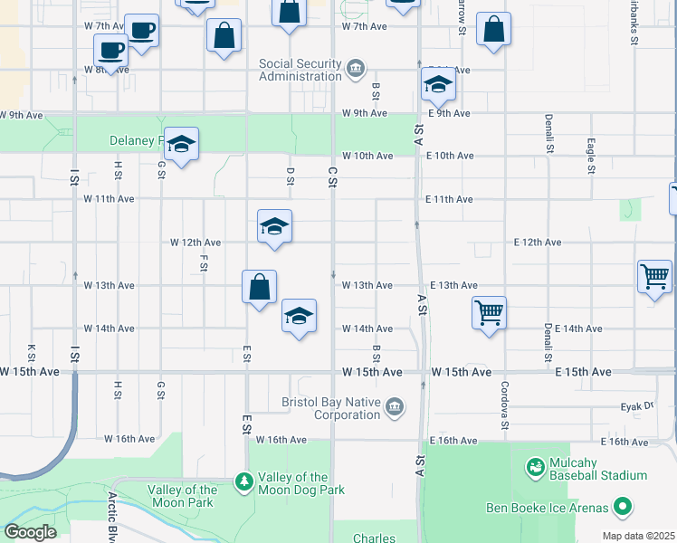 map of restaurants, bars, coffee shops, grocery stores, and more near in Anchorage