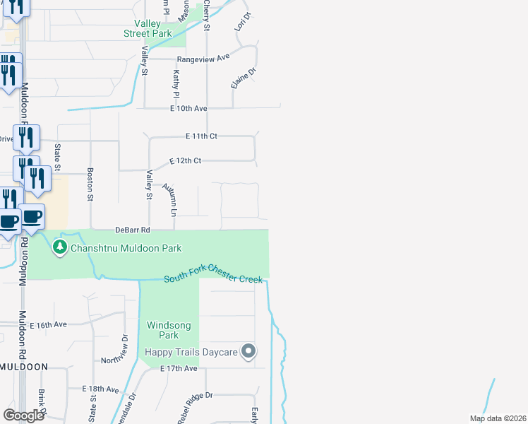 map of restaurants, bars, coffee shops, grocery stores, and more near 8748 Cross Pointe Loop in Anchorage