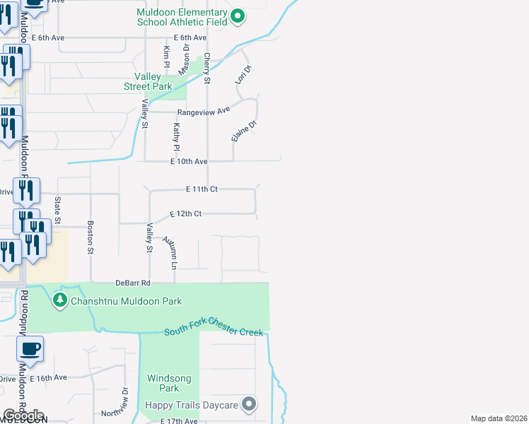 map of restaurants, bars, coffee shops, grocery stores, and more near 1151 Lalande Place in Anchorage