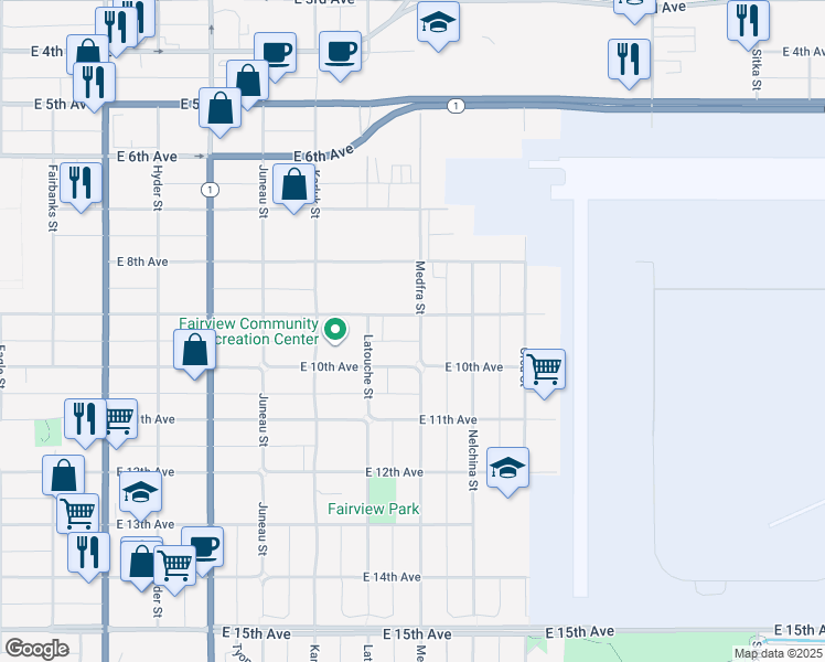 map of restaurants, bars, coffee shops, grocery stores, and more near 900 Medfra Street in Anchorage