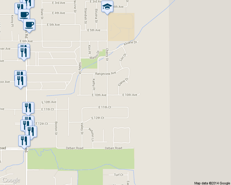 map of restaurants, bars, coffee shops, grocery stores, and more near 8525 E 10th Ave in Anchorage