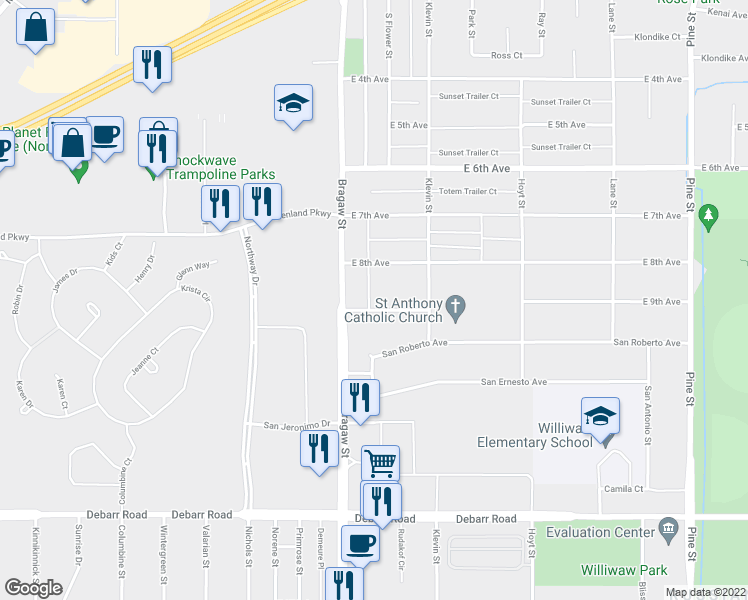 map of restaurants, bars, coffee shops, grocery stores, and more near 3935 San Roberto Avenue in Anchorage