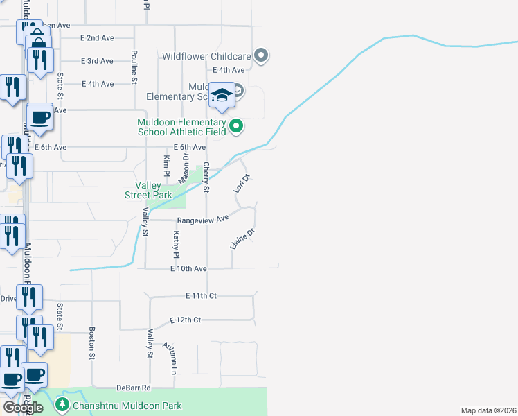 map of restaurants, bars, coffee shops, grocery stores, and more near 814 Elaine Drive in Anchorage