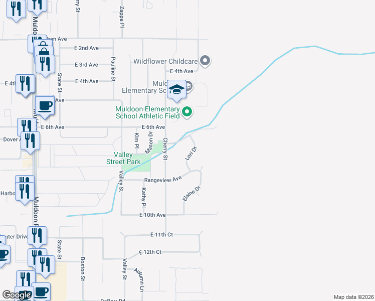 map of restaurants, bars, coffee shops, grocery stores, and more near 8521 Kluane Drive in Anchorage