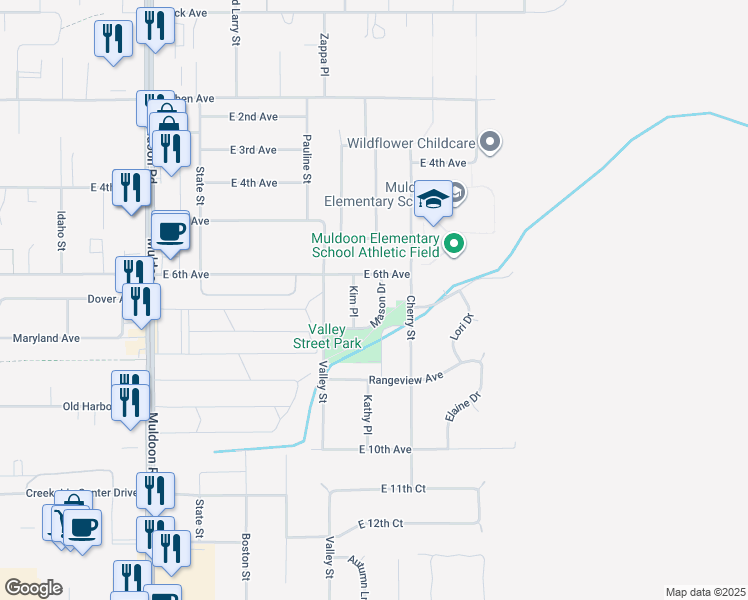 map of restaurants, bars, coffee shops, grocery stores, and more near 618 Mason Drive in Anchorage