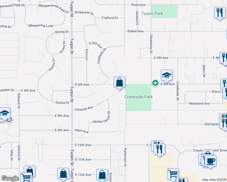 map of restaurants, bars, coffee shops, grocery stores, and more near 7031 Howard Avenue in Anchorage