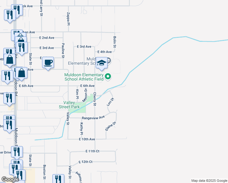 map of restaurants, bars, coffee shops, grocery stores, and more near 601 Lori Dr in Anchorage