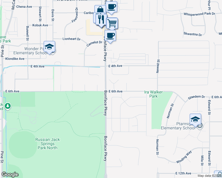 map of restaurants, bars, coffee shops, grocery stores, and more near in Anchorage