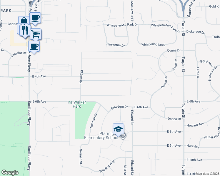 map of restaurants, bars, coffee shops, grocery stores, and more near Cranberry Avenue in Anchorage